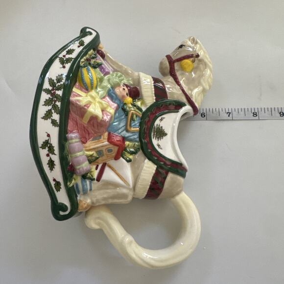 VTG SPODE Christmas Tree Jack in the box Sugar Bowl Rocking Horse Creamer - Picture 9 of 12